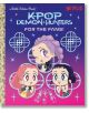 Цветна корица за "За феновете! (KPop Demon Hunters)" са изобразени три развълнувани чиби K-pop момичета в кръгли рамки, с логото на анимационния филм на Netflix и Little Golden Book.-1-thumb