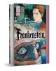 Корица на Франкенщайн Junji Ito Story Collection, адаптация на манга на ужасите. Изобразява мрачен, късо подстриган човек в гробище с надгробни камъни и отвари, заедно с голямото зашито лице на чудовището на преден план.-1-thumb
