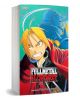 Корица на изданието „Fullmetal Alchemist 3-in-1“, том 1, на която на преден план е изобразен Едуард Елрик с руса коса и червено палто, а зад него – Алфонс Елрик в синя броня. Динамичната илюстрация отразява тяхното пътуване в търсене на легендарния Филосо-1-thumb