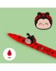 Гел химикалка с животинче Legami - Ladybug: червено мастило, черни точки и калинка фигурка отгоре. На писеца пише GET LUCKY, а върху зелен фон има лице на Lovely Friends калинка.-2-thumb