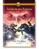 Корица на книгата Знакът на Атина от Рик Риърдън, част от поредицата Героите на Олимп, с трима герои върху два черни и един бял крилати коня, огромни совини очи и светкавици на заден фон. Текстът е на български.-2-thumb