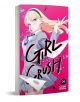 „Girl Crush, том 6“ от Мидори Таяма представя блондинка в стил аниме, облечена в училищна униформа, на яркорозова корица с сини пръски и разхвърчани листчета, която улавя жизнената енергия на кастингите за K-pop.-1-thumb