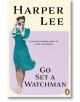 Корицата на книгата "Go Set a Watchman" представя жена в тийн рокля, която се снима с винтидж фотоапарат. Кремавият и лавандуловият фон напомнят за класически стил, допълнен от логото на Penguin.-1-thumb