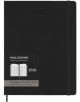 Голям черен седмичен тефтер-органайзер Moleskine Black Pro 2026 г. С твърди корици, еластично закопчаване и дизайн, показващ вътрешния седмичен изглед.-1-thumb