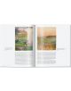 Разпространение на книга от "Hilma af Klint": на лявата страница е показан акварел на вилна градина с розови цветя; на дясната страница е представена абстрактна езерна сцена по залез слънце. И двете страници включват блокове с текст под изображенията.-3-thumb