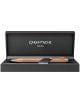 Химикалка Caran d'Ache Ecridor Chevron Rose Gold в златист цвят с червен бутон, изложена в отворен черен калъф с надпис CARAN DACHE Genève в капака, налична в книжарница Orange.-2-thumb