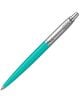 Тюркоазена химикалка ParkerJotter Originals 80's Retrowave Caribbean Blue със сребрист връх, клипс и декоративна стрелка на металната част в горната част - предлага се в книжарница Orange.-1-thumb