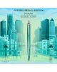 Химикалка Parker Jotter Special Edition Global Icons - Miami е представена на илюстриран фон с модерни сгради, палми и пастелни цветове-идеалният подарък за ценители на луксозни пишещи средства.-8-thumb