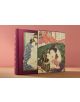 Книга с твърди корици, наречена "Hokusai Shunga", с лилав гръбнак и илюстрирана подвързия с японско изкуство "shunga" от периода Едо, изобразяващо две прегръщащи се фигури на розов фон.-2-thumb
