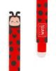 Изтриваемата гел химикалка Legami Ladybug с капачка и гумичка е червена на черни сърца и точки, със сладко калинче с антени на капачката и логото "Legami Milano".-3-thumb