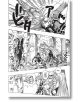 Луксозна страница от JoJo's Bizarre Adventure: Част 4 - Диамантът е нечуплив, том 7 избухва в екшън, когато дългокос герой е нападнат от мускулеста фигура, а друг задава въпроси на нападателя на фона на динамични звукови ефекти.-3-thumb