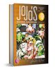 Корицата на книгата "JoJo's Bizarre Adventure Part 5 - Golden Wind, Vol. 1" с Джорно Джована и трима други ярки герои, които заемат динамични пози на смел, шарен кафяв фон.-1-thumb