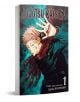 На корицата на Jujutsu Kaisen, Vol. 1 е изобразен Юджи Итадори в тъмна униформа, вдигнал ръка с уста, символизираща прокълнатия предмет, който е изял. В долната част се появява името на Геге Акутами.-1-thumb