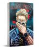 На корицата на Jujutsu Kaisen, Vol. 11 е изобразен рус мъж със синя риза и вратовръзка, с очила и часовник, с ръка на устата, на стилизиран фон с червени пръски и намеци за прокълнати духове.-1-thumb