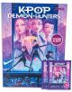 K-POP Demon Hunters Албум + стикери: албум за стикери с три анимирани героини пред футуристичен град и два пакета Netflix K-POP стикери долу вдясно.-3-thumb