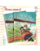 Два илюстровани екземпляра от детската книга "Какъв е бил дядо, преди да стане дядо" с корица, на която възрастен мъж и дете летят с червен самолет над зелени полета. В горната част е изписано "Нова книга!" в червено.-3-thumb