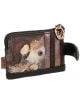 Калъф за карти Anekke Dreamverse, 12 х 8 см, с цип, илюстрирано момиче сред цветя, металически бронзови акценти, декоративен дърпач на ципа и кафяво кожено копче. Изработен от синтетична кожа със страничен етикет на марката.-3-thumb