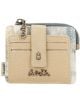 Калъф за карти Anekke Memories 11 х 9 х 2 см в бежово с тъкана текстура, кожена дръжка, две отделения за карти, Метално лого и висулка Анеке Memories, неутрални тонове и малък брандиран етикет от плат.-2-thumb