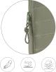 Близък план на Калъф за лаптоп Miquelrius Urban Soft Khaki 15" / 16": маслиненозелена ватирана материя с цип и възелче за издърпване, както и икони за лекота, водоустойчивост и мекота - Iдеален мек калъф за вашия лаптоп.-4-thumb