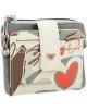 Калъф за карти Anekke Alma Ole 11х9х2 см - дамски аксесоар с кремаво-сив абстрактен дизайн, червени сърца, закопчалка със сърце и метална висулка на ципа.-1-thumb