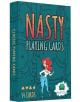 Карти за игра Nasty: тесте от 54 карти с илюстрация на червенокоса жена със сини панталони на тюркоазен фон и надпис "На Вуте да му е зле".-1-thumb