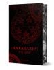 На черната корица на книгата с червени алхимични символи и пентаграми е изписано смелото заглавие на кирилица "Катабазис" от Р.Ф. Куанг, магософия, вдъхновена от проф. Джейкъб Граймс, и "Оранжеви книги" в долната част.-2-thumb