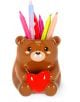 Керамичен моливник Legami - Teddy Bear във форма на кафява мечка с червено сърце - чудесен подарък за Свети Валентин.-1-thumb