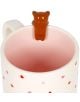 A white Керамична чаша Legami - Too cute to handle - Teddy Bear с малки червени и розови сърца и сладка кафява мечка на ръба е идеалният романтичен подарък за Свети Валентин.-3-thumb