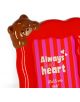 Керамична рамка за снимки Legami - Teddy Bear в червено с кафяво мече в ъгъла, държи картичка с розови и червени райета и надпис Always in my heart-идеална като подарък за Свети Валентин.-5-thumb