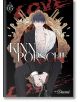 Корица на книгата KinnPorsche, Vol. 5 (Light Novel): стилен тъмнокос младеж седи на златен трон, едната му китка е с белезници, а под смелото заглавие се усещат вибрации на мафиотска романтика и ЛГБТК трилър.-thumb