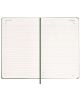 Класически зелен ежедневник тефтер-органайзер Moleskine Myrtle Green 2026 г. с твърди корици е отворен за линирани страници за събота, 3 май, и неделя, 4 май, всяка от които с почасови раздели и зелена панделка в центъра.-5-thumb