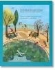 Илюстрирана паркова сцена с хора и деца, пейки край езеро с лилии и водни кончета. Дървета с розов цвят, извити пътеки напомнят за пролетта, вдъхновени от "Кльони и Джам: История с Плужек". Български текст в горната част.-5-thumb