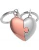 Два ключодържателя Metalmorphose - Couple Heart се съединяват в сърце - едната половина е в розово злато, другата в сребристо, с пъзел ръбове. Идеален подарък за двойки!.-1-thumb