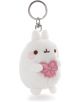 Ключодържател Nici Molang, 8 см - плюшено бяло зайче с розова панделка и кръгли бузки, прикрепено към сребриста халка, е очарователна висулка за чанта или аксесоар.-2-thumb