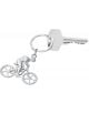 Ключодържател Troika Mountain Bike - сребърен ключ с халка и висулка във формата на колоездач, със зъбчати колела. Уникален подарък за колоездачи и любители на велосипеди.-2-thumb