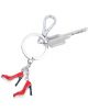 Сребърен ключодържател Troika - Pumps с метален ключ и две малки червени висулки тип обувка на висок ток - стилен и практичен аксесоар за всяка дама.-2-thumb