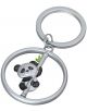 Ключодържател Troika - Spinning Panda с метален кръг и фигурка панда в черно и бяло, прегръща зелено стебло бамбук. Идеален подарък за любители на животни.-1-thumb