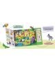 Цветната "Книга със звуци: Кой ръмжи, кой кряка?" се разгръща, показвайки илюстрирани джунгли с животни за деца, панел със звукови бутони с картинки на животни и балончета с български текст, които приканват децата да четат и да изследват забавните звуци.-2-thumb
