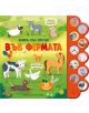 Корицата на Книга със звуци: Във фермата са изобразени ярки животни от фермата - коза, кон, прасе, патица, овца - и страничен звуков панел с лица на животни за забавна гласове и интерактивна игра.-1-thumb