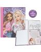 Книжка за оцветяване Top Model със звук и LED светлина с корица на две момичета. Вътре има оцветявки, лабиринт, контурни рисунки и кръгъл стикер, който подчертава светодиодите и звука с песента на TOPModel.-2-thumb