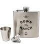 Комплект джобна манерка Gentlemen's Hardware: елегантна неръждаема стомана с надпис "Down The Hatch" и котва, метална чашка и фуния за удобно наливане.-1-thumb