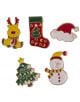 Комплектът Коледни метални значки Out of the Blue, 5 бр., включва еленче, ботуш с елха, шапка на Дядо Коледа, украсена коледна елха и снежен човек-идеален подарък или украса за Коледа.-2-thumb