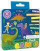 Комплект магнитни игри Floss & Rock Fun - Dino включва шарена тенекиена кутия с динозаври и класически игри: змии и стълби, 4 в редица, рисуване, точки и квадратчета, морски шах. За деца 3+.-1-thumb
