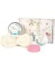 Комплект Me to You Relax: флорален сет за релакс с ароматна свещ, захарен скраб, розова бомбичка за вана и кремава мека диадема с мечешки дизайн-перфектен подарък за рожден ден.-2-thumb