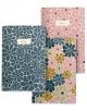 Комплект тефтери Miquelrius Boho Essence A6, 3 бр. С флорални корици в синьо, розово и многоцветно. Всеки тефтер има надпис "Бележки" и смели цветя с кремави контури.-3-thumb