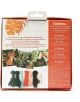 Изображението показва задната страна на кутията Комплект за бродиране върху карти Graine Creative - Джунгла с животински мотиви, шест конеца, игла, многоезична информация за съдържанието и три илюстрирани карти за бродиране върху карти.-2-thumb