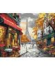 Комплектът за лесно рисуване с акрилни бои Ideyka "Блясъкът на Париж" (40x50 см) представя есенна улица в Париж с цветни дървета, кафене, Айфеловата кула и оживени фасади-идеално платно на подрамка за декор у дома.-thumb