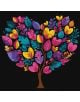 Дърво с кафяв ствол и цветни, сърцевидни листа в розово, жълто и синьо оформя голямо сърце на черен фон-Комплект за лесно рисуване с акрилни бои Ideyka - Дървото на живота, 30 x 30 см.-thumb