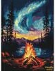 Създайте красива картина със "Комплект за лесно рисуване с акрилни бои Ideyka - Северно сияние, 30 x 40 см" - идеален избор за фенове на рисуване по номера и впечатляващи пейзажи с планини, езеро и звездно небе.-thumb