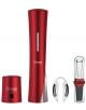 Комплектът за вино Cheer Moda Coffret Skyline, червен, включва елегантен електрически тирбушон, резачка за фолио, вакуумен стопер и зарядна станция.-1-thumb